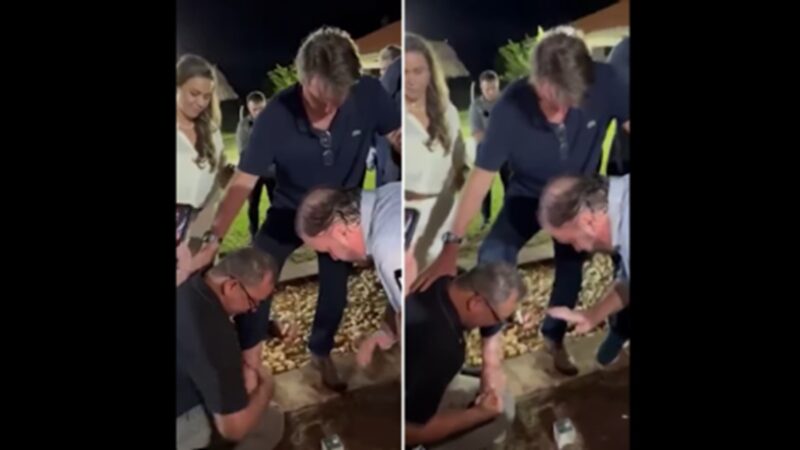 É #FAKE que vídeo mostre pastor removendo tornozeleira eletrônica de Bolsonaro; gravação mostra unção em 2024