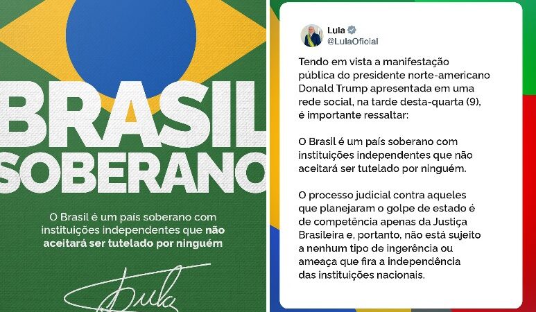 Governo Lula reage com posts sobre soberania e cobra respeito ao Brasil após tarifaço de Trump
