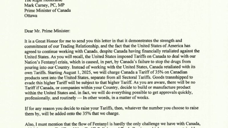 Trump anuncia tarifa de 35% sobre importações do Canadá; cartas já foram enviadas a 23 países