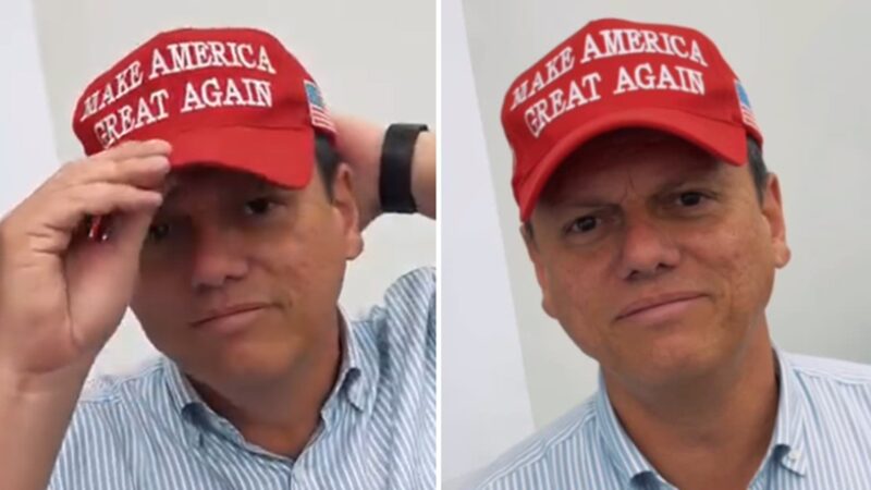 É #FAKE que Tarcísio de Freitas tenha apagado vídeo com boné ‘Make America Great Again’, de Trump