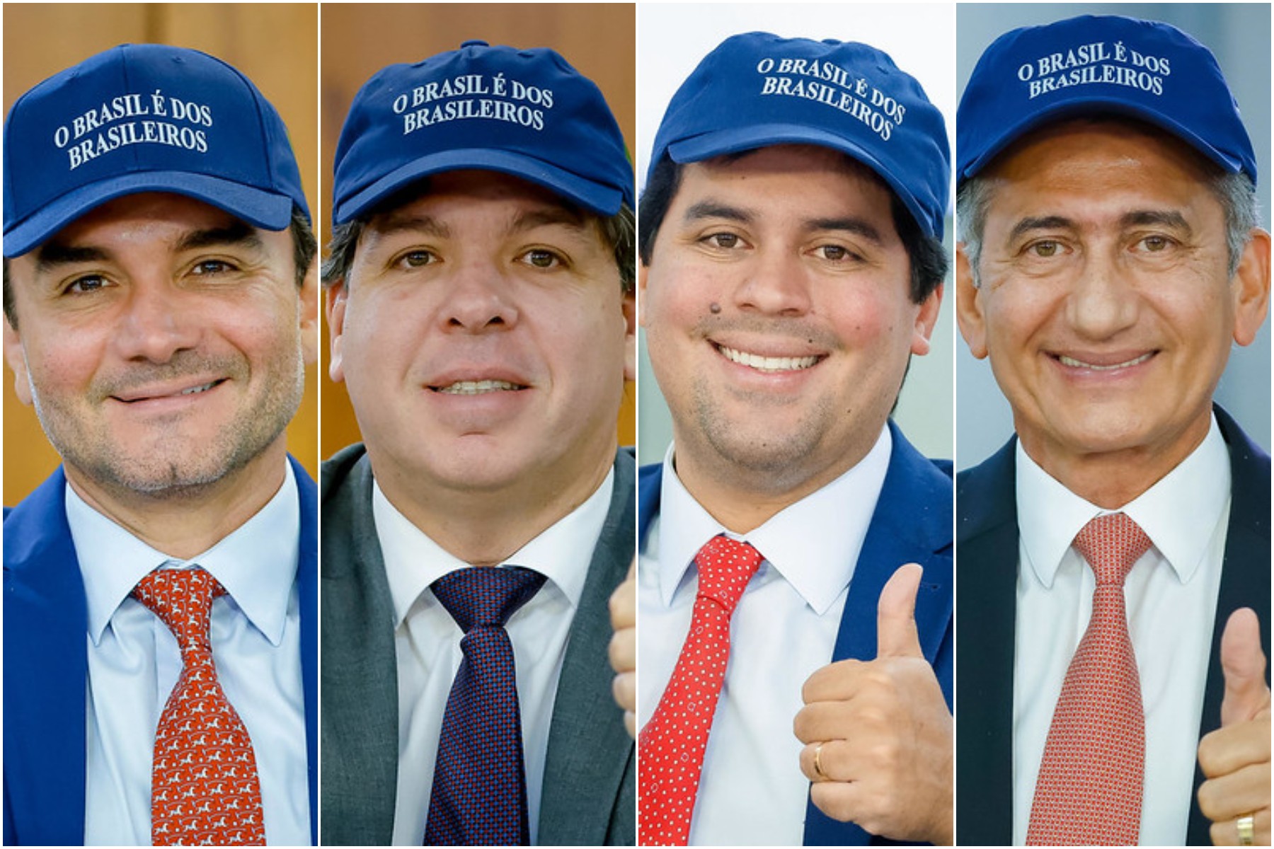 Ministros posam para ‘fotos 3×4’ com bonés estampados com a frase: ‘O Brasil é dos brasileiros’