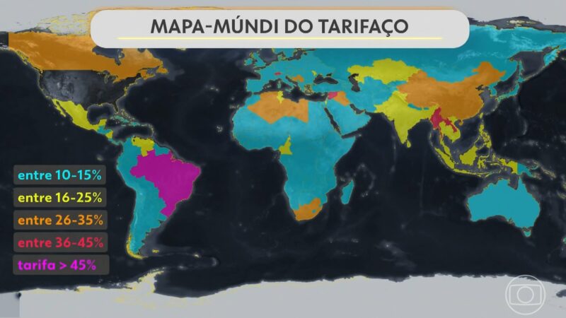 Mapa do tarifaço: veja países mais e menos afetados com taxas dos EUA