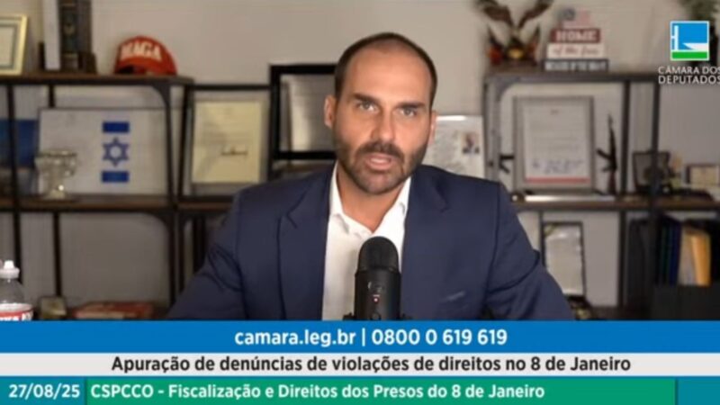 Sem presença física desde março, Eduardo Bolsonaro participa remotamente de audiência na Câmara