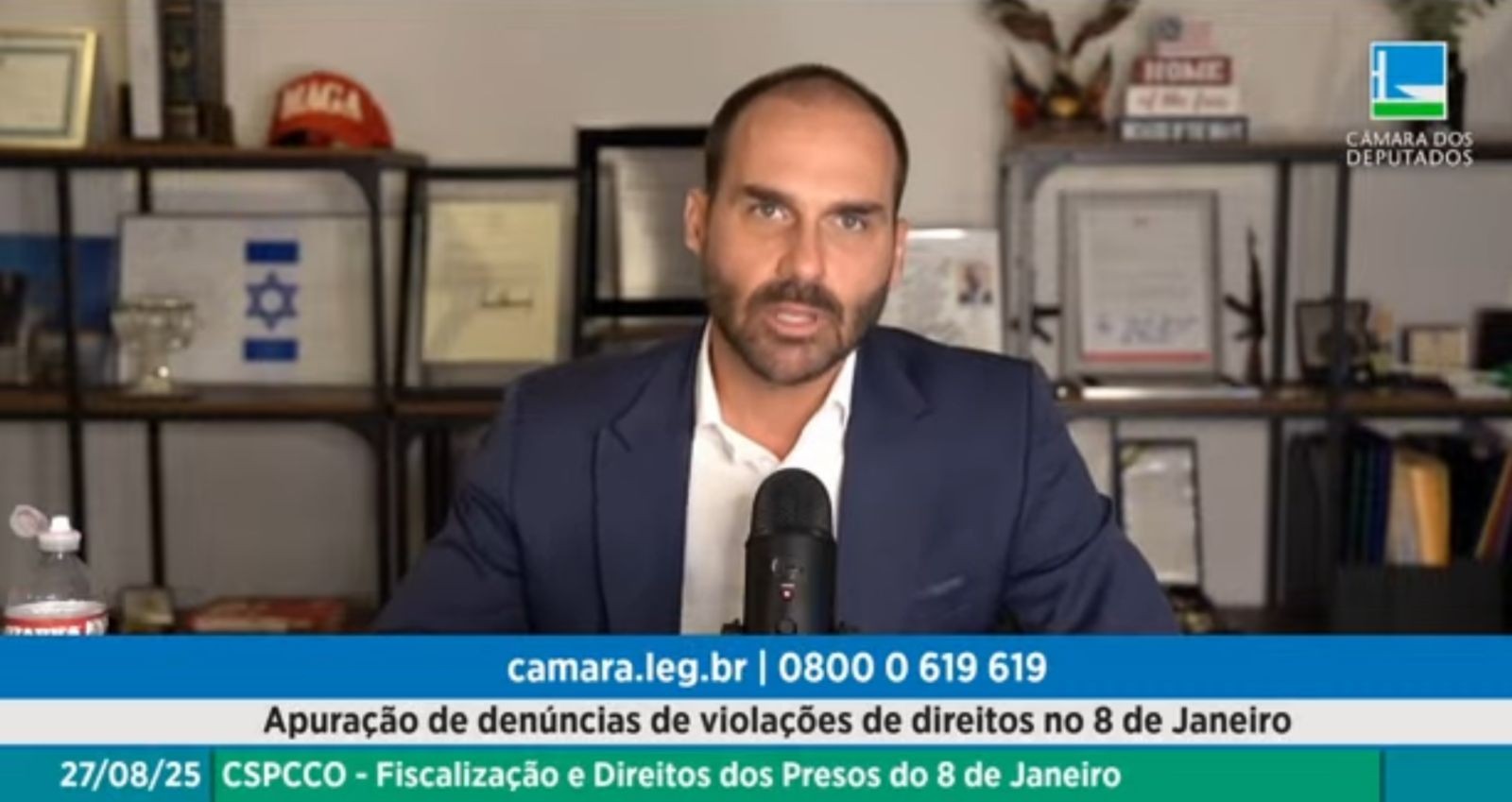 Sem presença física desde março, Eduardo Bolsonaro participa remotamente de audiência na Câmara